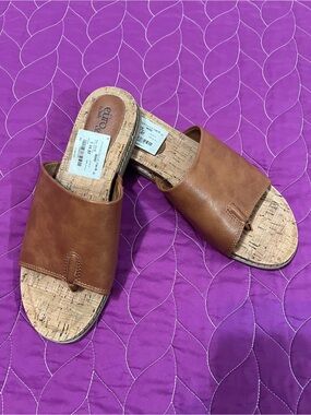 Women's Tan Cork Slide Sandals by eurosoft